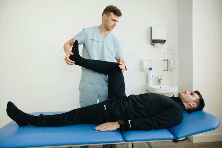 Physiotherapist helping a client